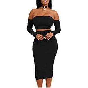 Off The Shoulder Backless 2 Piece